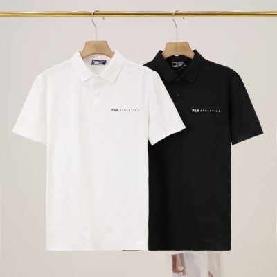 Premium Fila Short-Sleeved T-Shirts Black Silk Breathable Collection