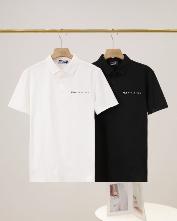 Premium Fila Short-Sleeved T-Shirts Black Silk Breathable Collection