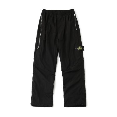 Premium Quality Stone Island Trousers Black Nylon Logo Style