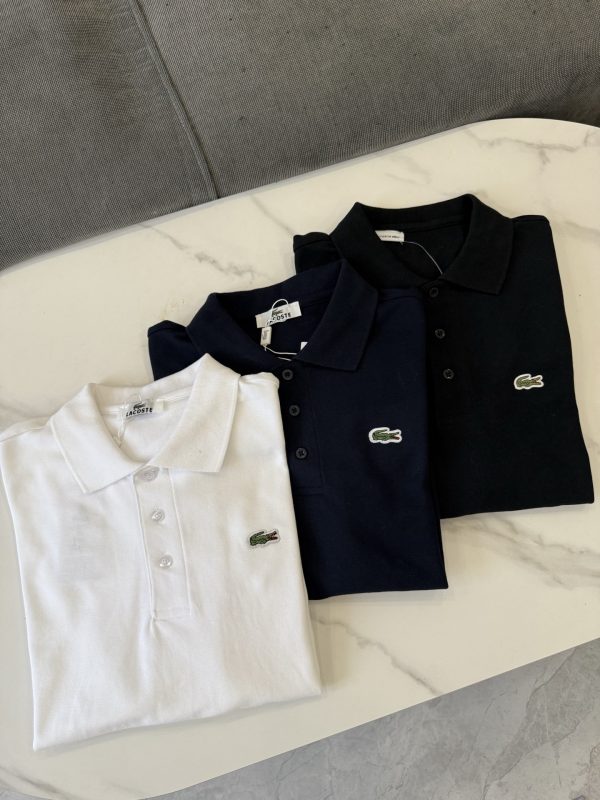 Luxury Lacoste Short-Sleeved Black Cotton Logo Style