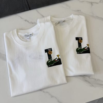 Premium Lacoste Short Sleeves White Cotton Breathable Collection