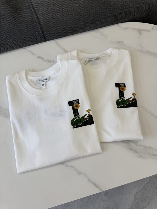 Premium Lacoste Short Sleeves White Cotton Breathable Collection