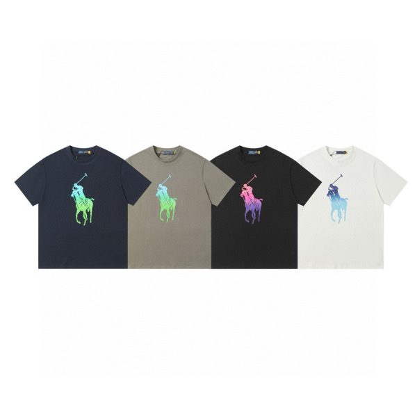 Premium Ralph Lauren Short Sleeves White Cotton Gradient Style