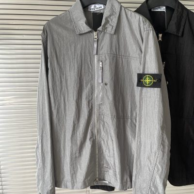 High Quality Stone Island Long Sleeves Silver Nylon Solid Luxury