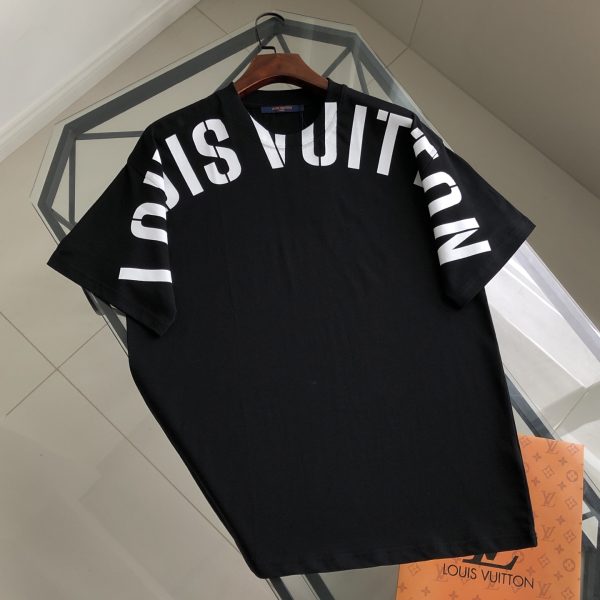 Best Selling Louis Vuitton Short Sleeves Black Cotton Logo Luxury