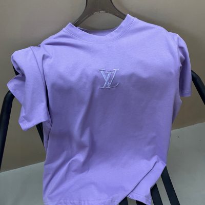 Premium Quality Balenciaga Short Sleeves Purple Cotton Gradient Style