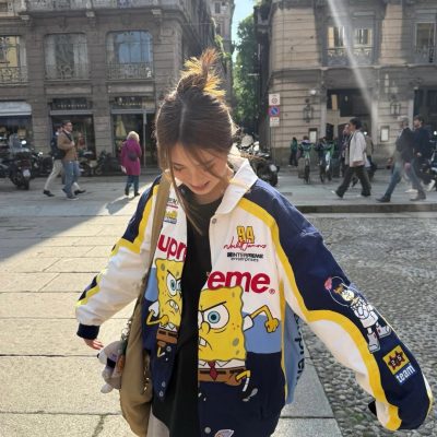 High Quality Supreme Coat Pink Print Style