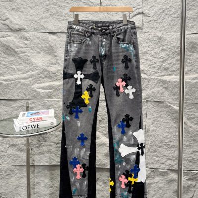 High Quality Chrome Hearts Jeans Gray Washed Collection