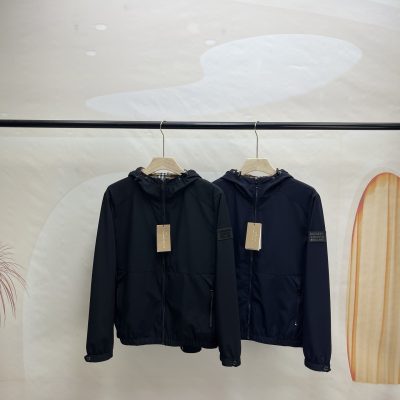 Best Selling Burberry Coats Black Cotton Embroidered Style