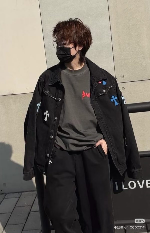 High Quality Chrome Hearts Jackets Silver Denim Print Luxury