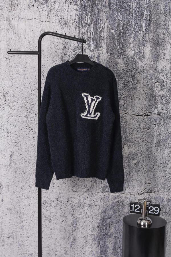 High Quality Louis Vuitton Sweater Black Knit Logo Luxury