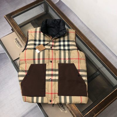 Best Selling Burberry Down Jackets Khaki Nylon Plaid Luxury