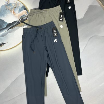 Premium Descente Pants Black Linen Breathable Luxury