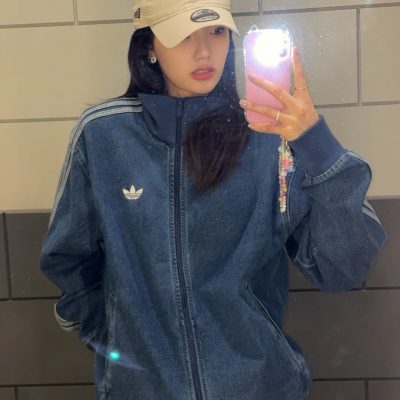 Premium Quality Adidas Coat Black Denim Casual Luxury
