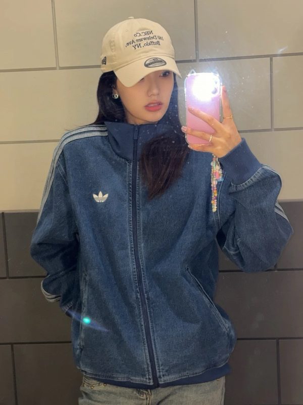 Premium Quality Adidas Coat Black Denim Casual Luxury