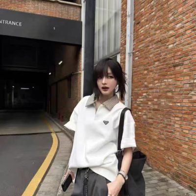 Premium Quality Prada Short-Sleeved Black Cotton Breathable Luxury