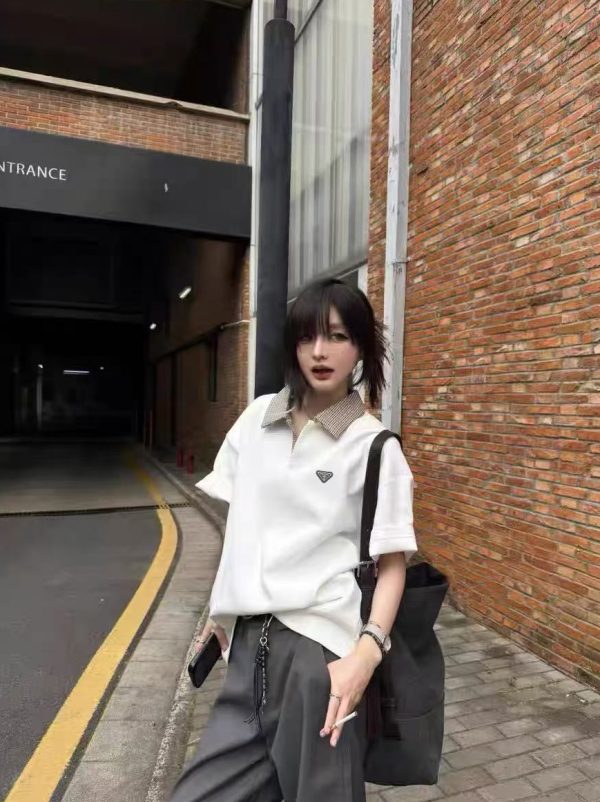 Premium Quality Prada Short-Sleeved Black Cotton Breathable Luxury