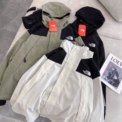 Premium Quality The North Face Jackets Black Polyester Patchwork Luxury