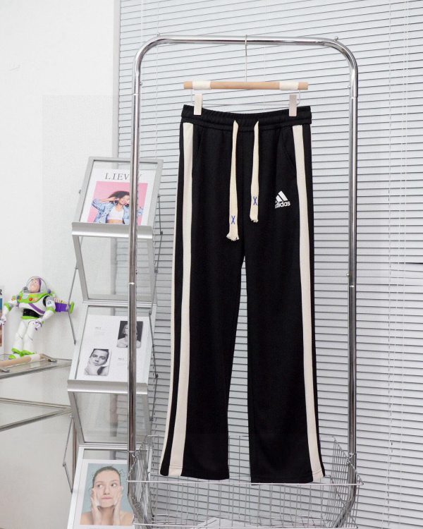 Best Selling Adidas Straight-Leg Pants Black Cotton Print Luxury