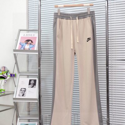 Premium Quality Nike Straight-Leg Pants Black Cotton Print Style