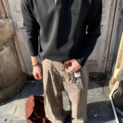 Premium Prada Long Sleeves Black Cotton Breathable Luxury