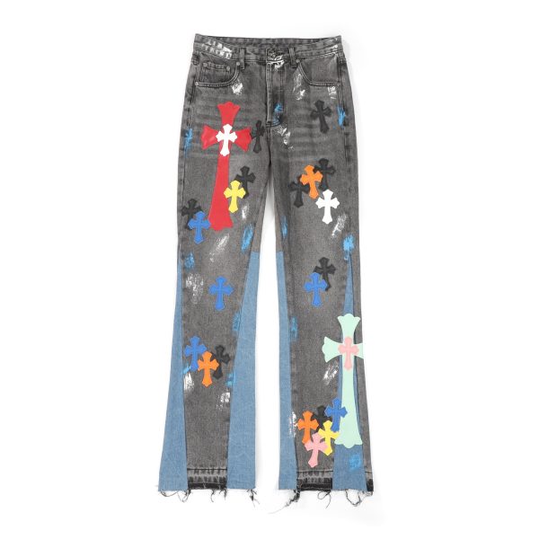 Premium Quality Chrome Hearts Jeans Leather Washed Collection