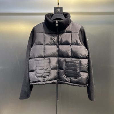 Luxury Moncler Down Jacket Black Knit Patchwork Luxury