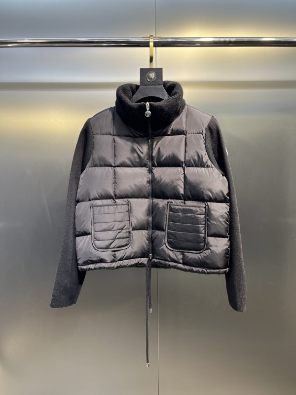 Luxury Moncler Down Jacket Black Knit Patchwork Luxury