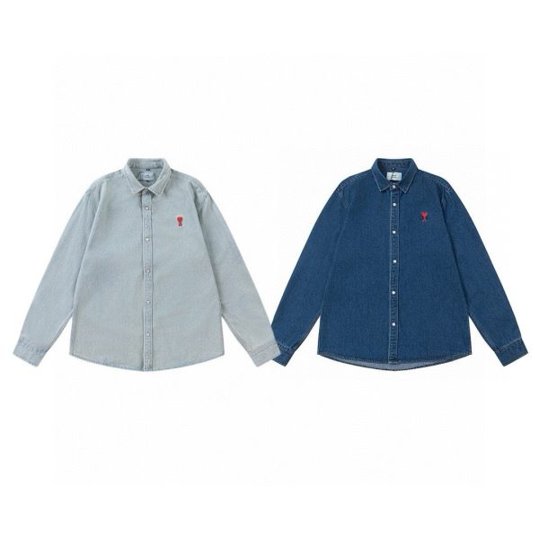 Premium Ami Long Sleeves Red Denim Classic Collection
