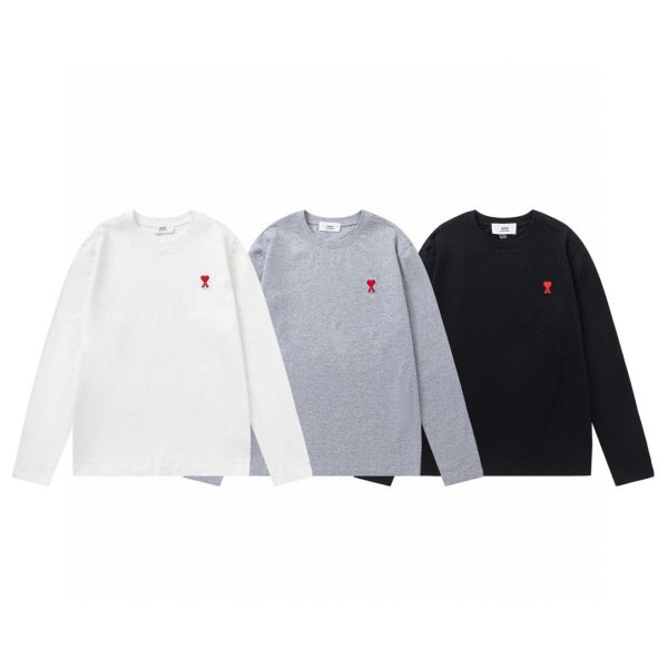 Luxury Ami Long Sleeves Black Cotton Classic Style