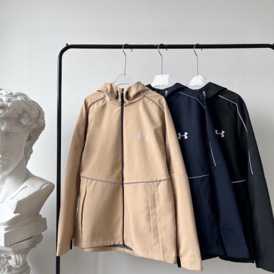 Premium Under Armour Jackets Black Polyester Logo Luxury