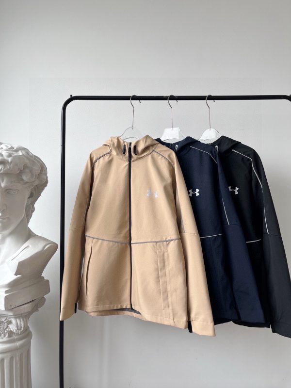 Premium Under Armour Jackets Black Polyester Logo Luxury