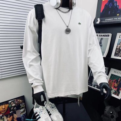 Premium Lacoste Hoodie Black Cotton Casual Luxury