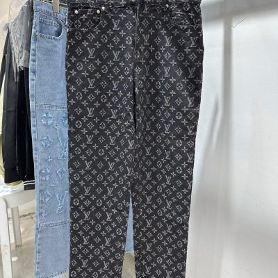 Luxury Louis Vuitton Trousers White Denim Jacquard Collection