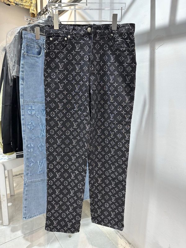 Luxury Louis Vuitton Trousers White Denim Jacquard Collection