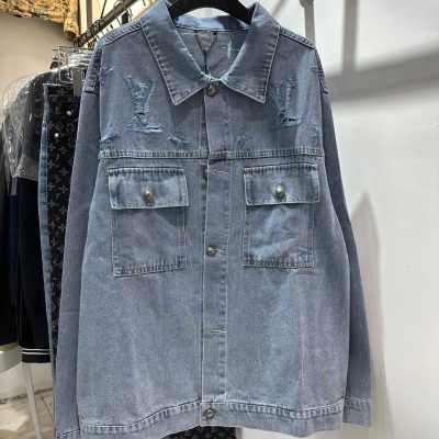 High Quality Louis Vuitton Jackets Blue Denim Washed Style