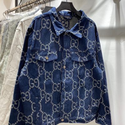 Premium Quality Gucci Coat Ivory Denim Jacquard Style