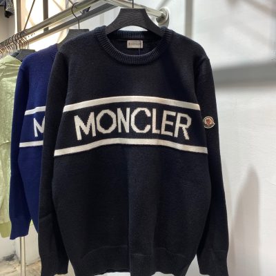 High Quality Moncler Sweaters Black Knit Logo Luxury