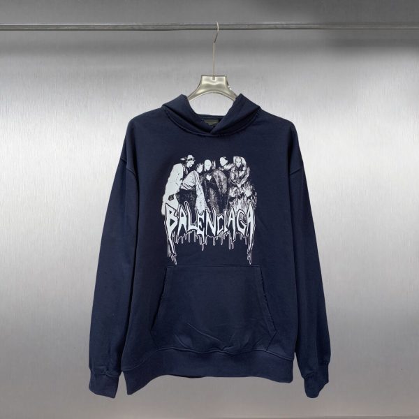 Luxury Balenciaga Sweatshirts Black Cotton Vintage Style