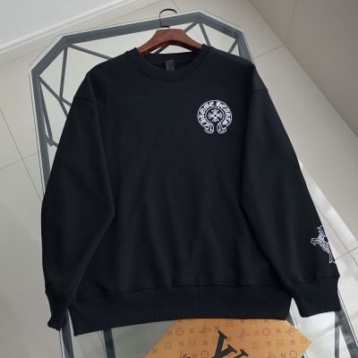 Premium Quality Chrome Hearts Sweatshirts Black Cotton Logo Luxury