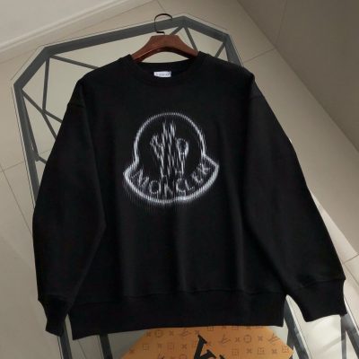 Premium Moncler Sweatshirts Black Cotton Logo Style