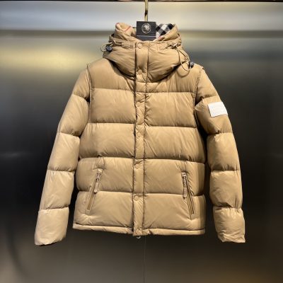 Premium Burberry Down Jackets Black Retro Style