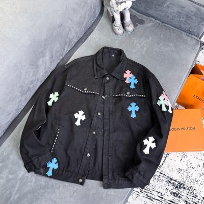 Premium Quality Chrome Hearts Jackets Silver Denim Print Style