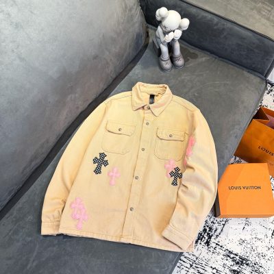Premium Chrome Hearts Coats Pink Leather Style