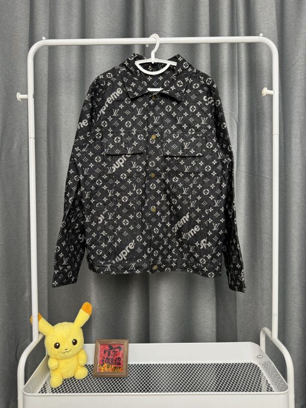 Premium Quality Louis Vuitton Jacket Black Denim Print Luxury
