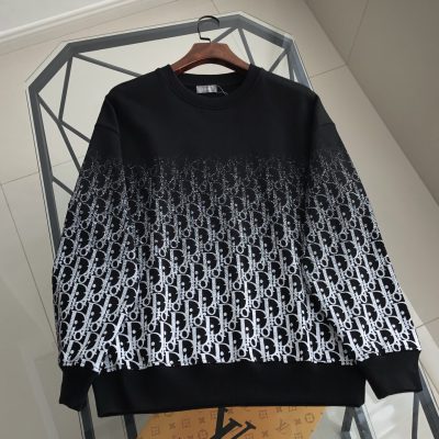 Premium Quality Dior Sweatshirts Black Cotton Logo Style