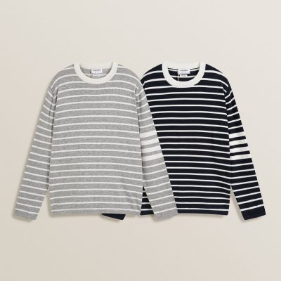 High Quality Thom Browne Long Sleeves Navy Knit Striped Luxury