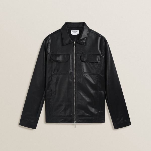 Premium Thom Browne Jackets Black Leather Classic Style
