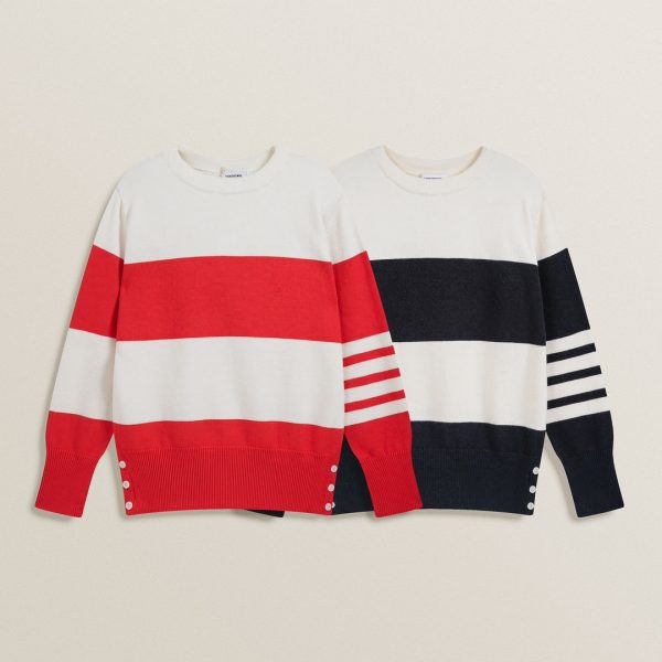 Premium Thom Browne Sweater Red Knit Striped Luxury