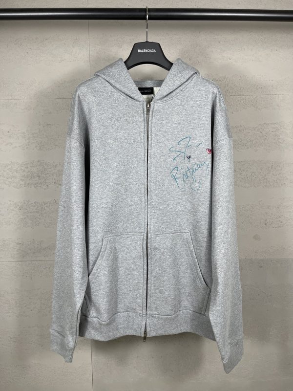 High Quality Balenciaga Sweatshirts Gray Cotton Embroidered Collection